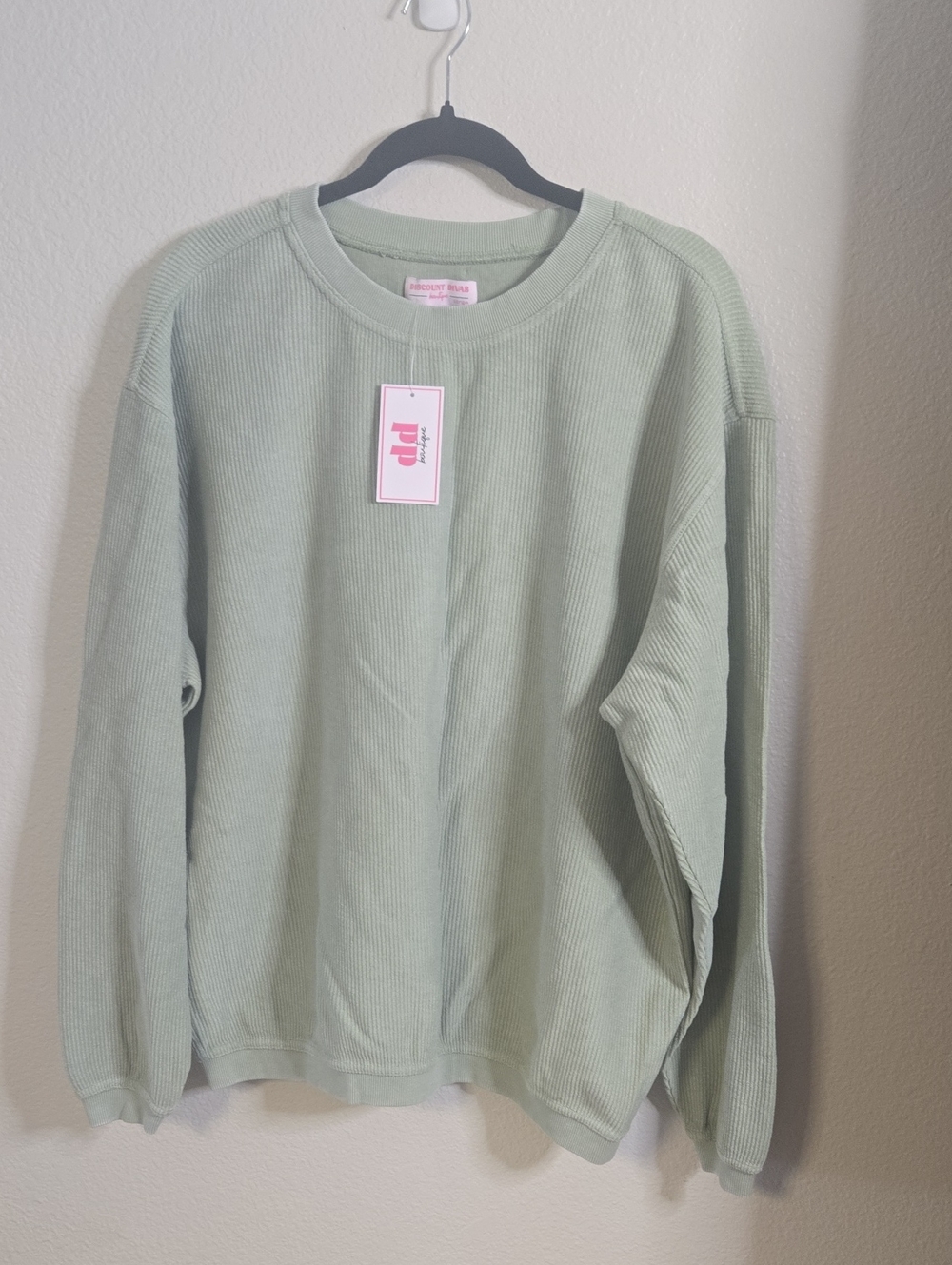 Light Sage Ribbed Crewneck Sweatshirt - Unknown Brand